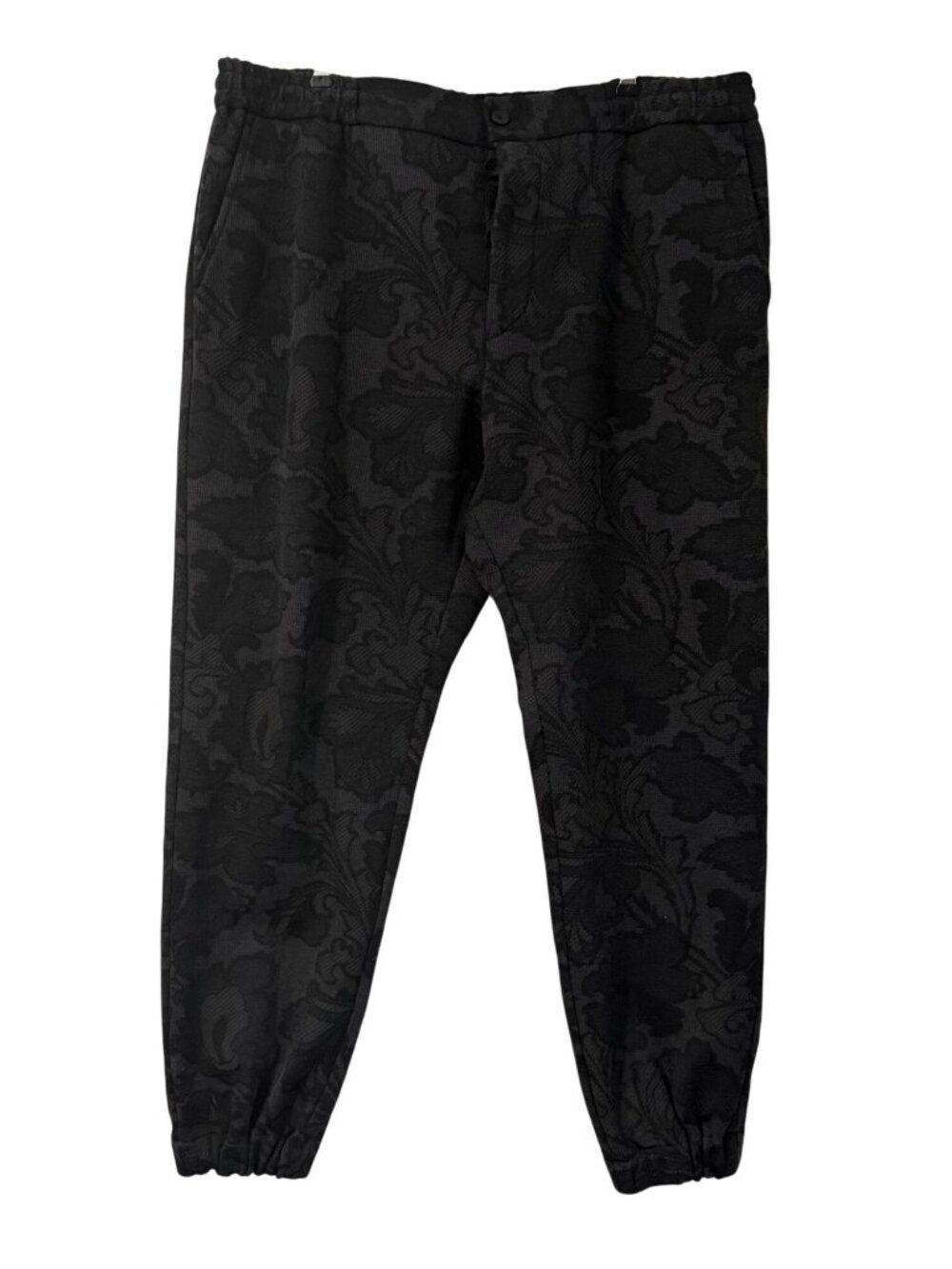 Etro Gray Black Paisley Button Fly Tapered Jogger Pants Mens Size XL 56